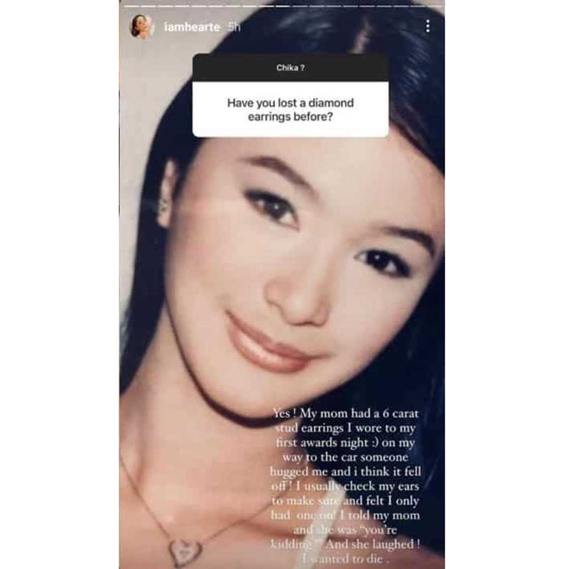 Heart Evangelista recalls time she lost her mom's diamond earring Heart Evangelista recalls time she lost her mom's diamond earring