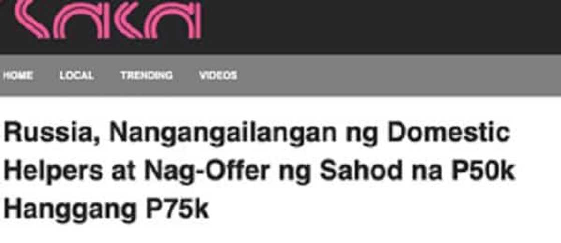 Fact check: Russia needs domestic helpers and offers up to P75,000 salary Fact check: Russia needs domestic helpers and offers up to P75,000 salary