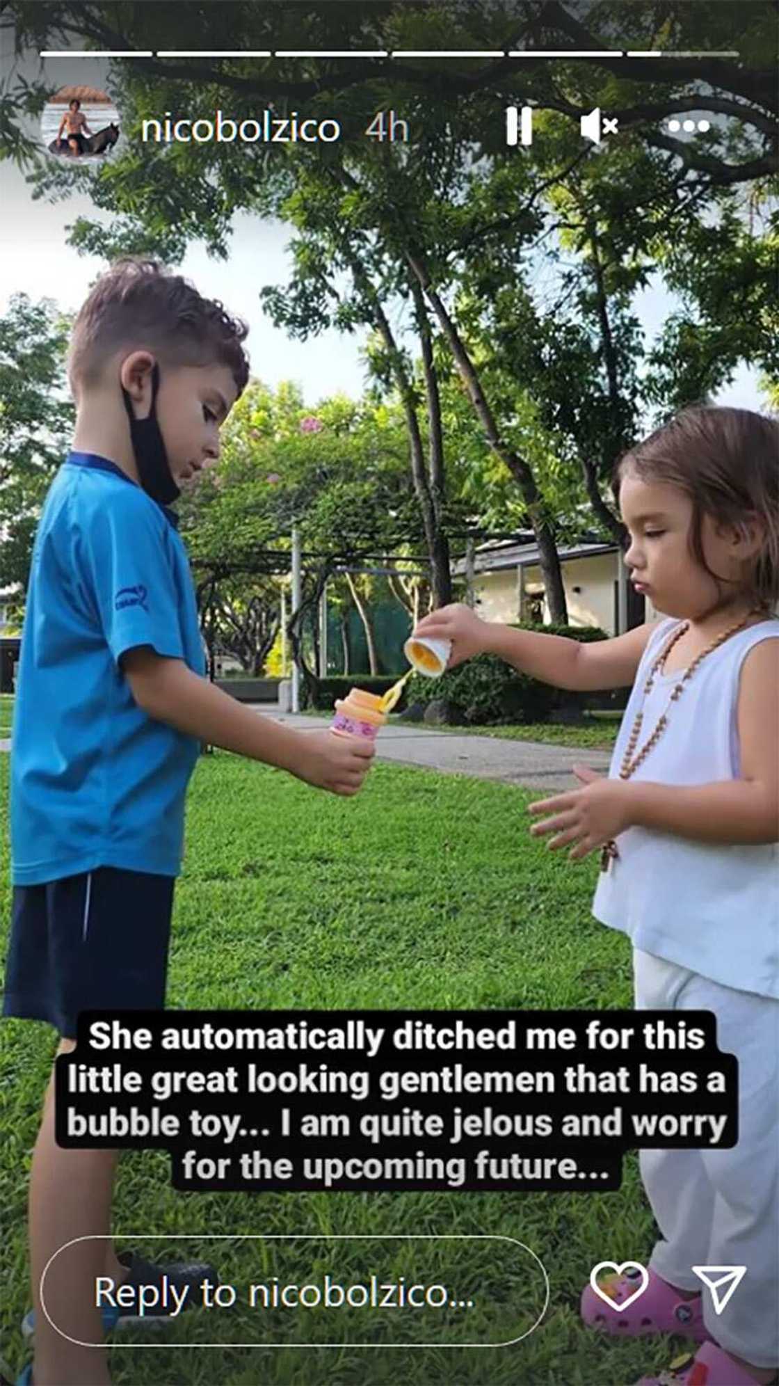 Nico Bolzico, nakaramdam ng selos sa mga kalaro ni Tili: “I’m quite jealous and worry for the upcoming future” Nico Bolzico, nakaramdam ng selos sa mga kalaro ni Tili: “I’m quite jealous and worry for the upcoming future”
