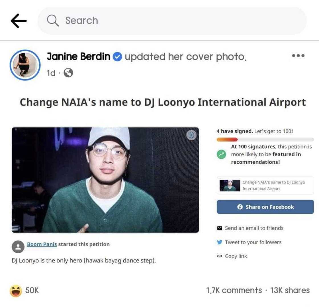 DJ Loonyo, umalma matapos gawing cover photo ni Janine Berdin ang 'airport' meme niya DJ Loonyo, umalma matapos gawing cover photo ni Janine Berdin ang 'airport' meme niya