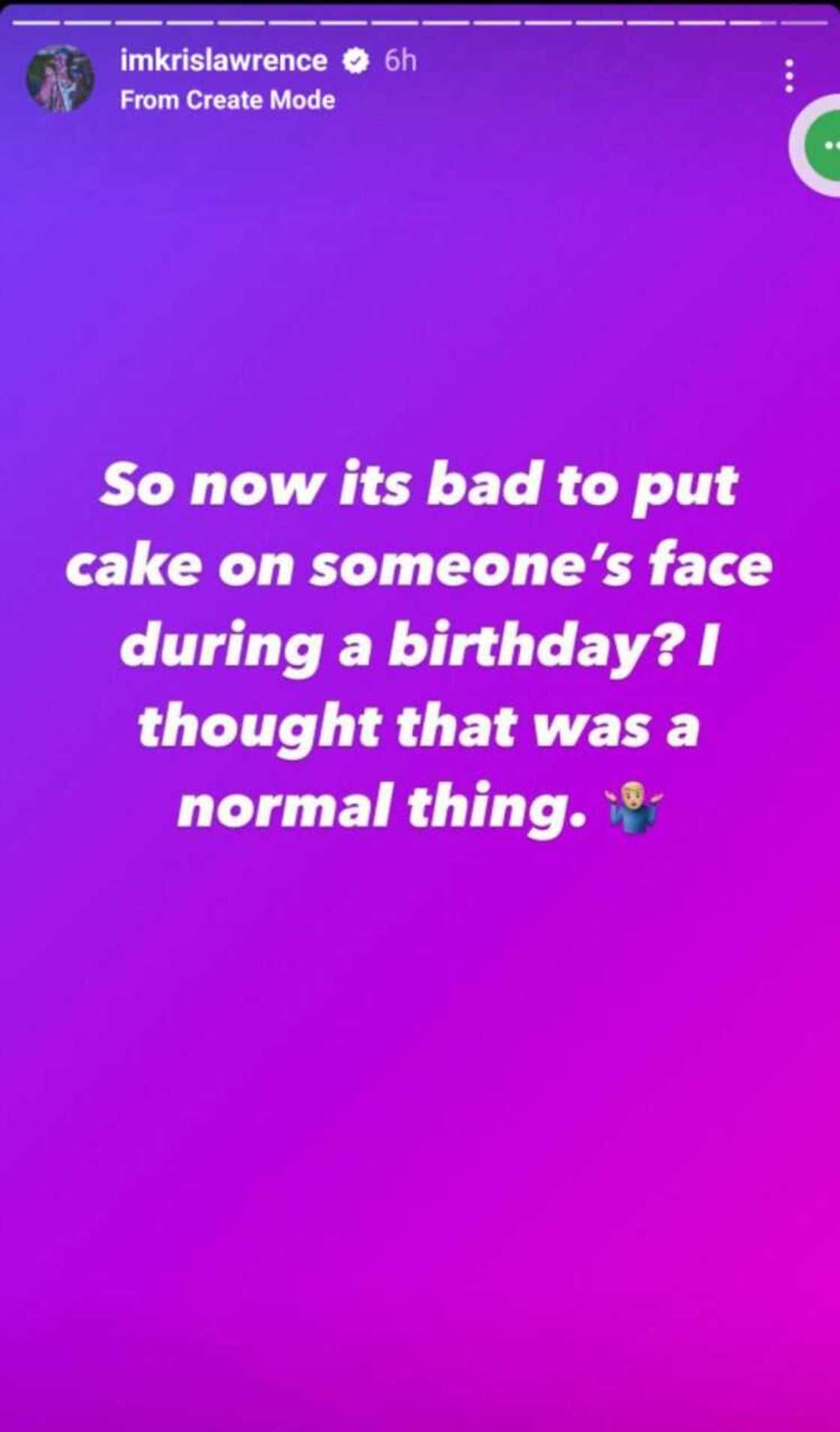 Kris Lawrence, dinepensahan ang pagpunas ni Alex Gonzaga ng icing sa mukha ng server Kris Lawrence, dinepensahan ang pagpunas ni Alex Gonzaga ng icing sa mukha ng server
