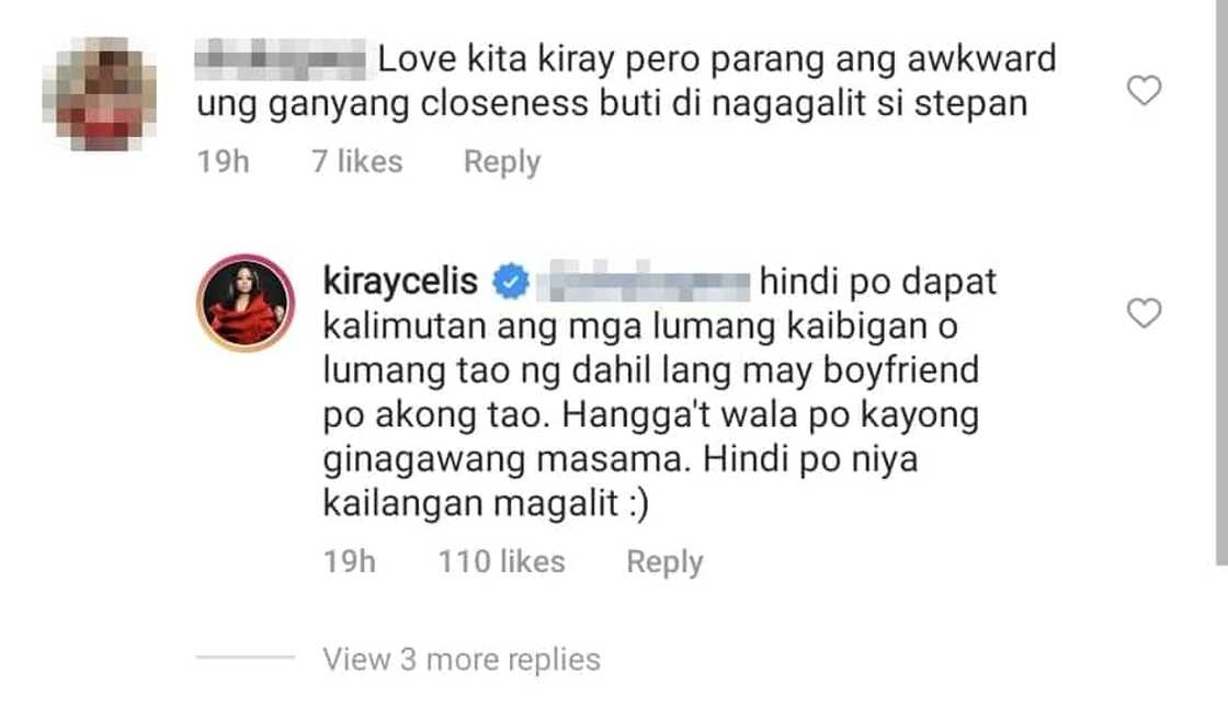 Kiray Celis addresses netizen's concern over her picture with model Kirst Viray
