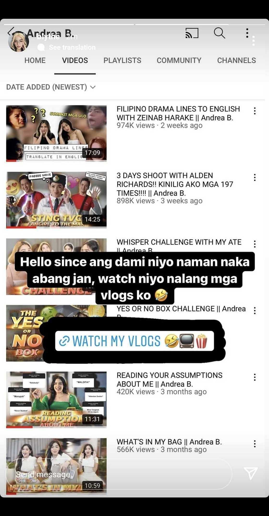 Andrea Brillantes, patuloy lang ang pag-promote sa vlog sa kabila ng picture ng FranSeth