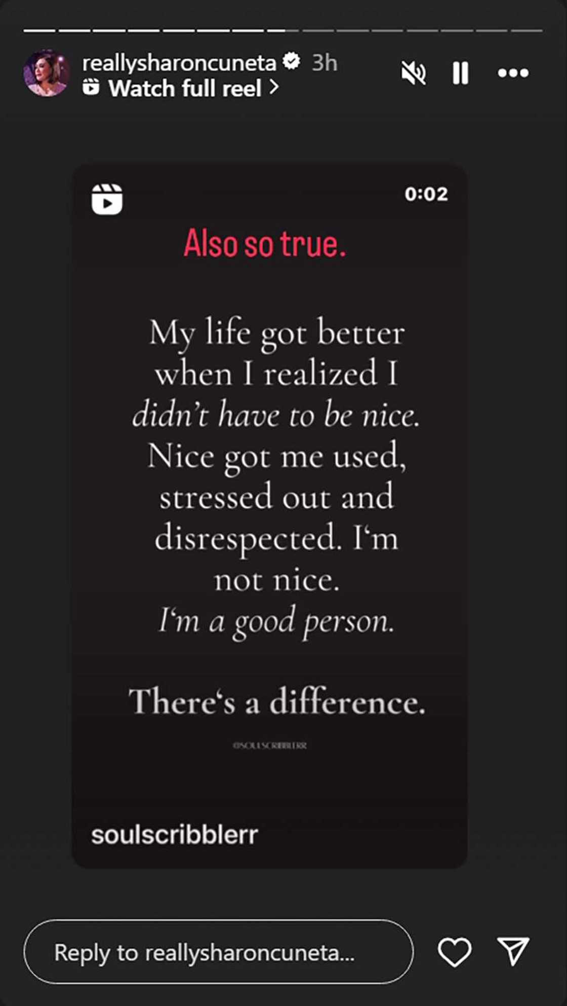 Sharon Cuneta, shinare isang quote ukol sa kung ano ang kaibahan ng “nice” sa isang “good person”