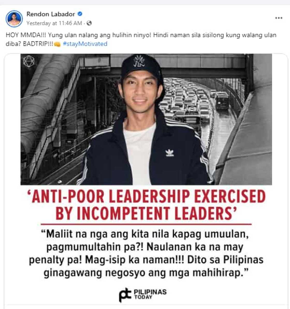 Rendon Labrador, umalma sa balitang pagmumultahin ang riders na sumilong sa flyover