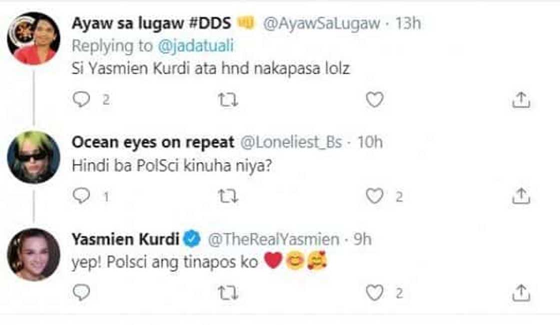 Yasmien Kurdi hits back at netizen who said she didn't pass the nursing board exams Yasmien Kurdi hits back at netizen who said she didn't pass the nursing board exams