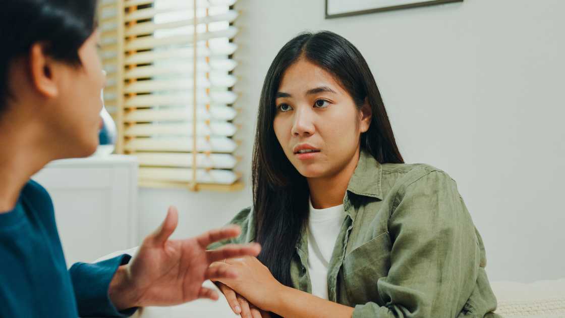 A couple quarreling at home