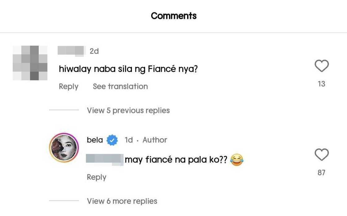 Bela Padilla, natawa sa tanong ng netizen tungkol sa pagkakaroon niya ng fiancé Bela Padilla, natawa sa tanong ng netizen tungkol sa pagkakaroon niya ng fiancé