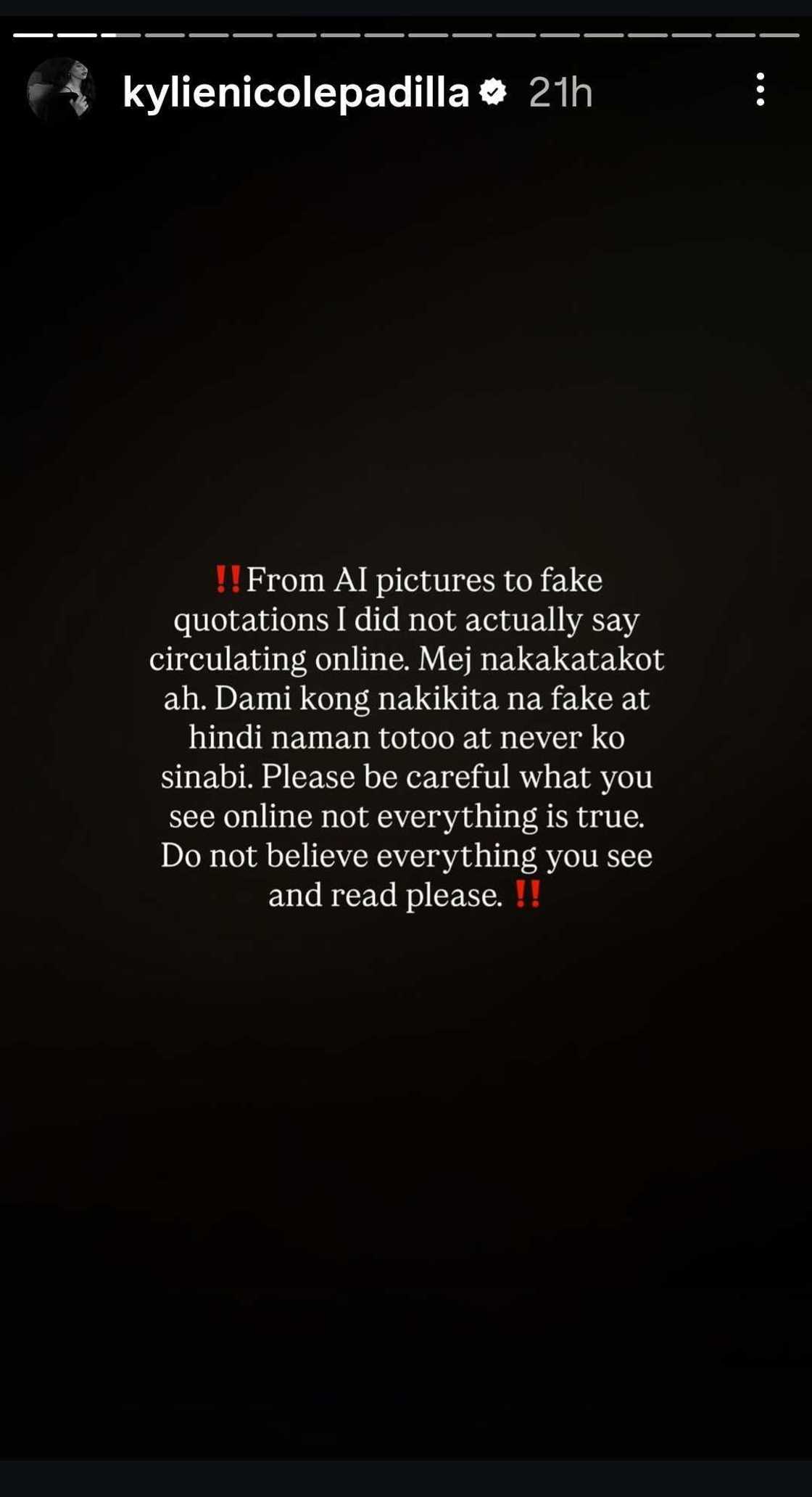 Kylie Padilla, nagbabala tungkol sa pekeng quotes na iniuugnay sa kanya Kylie Padilla, nagbabala tungkol sa pekeng quotes na iniuugnay sa kanya