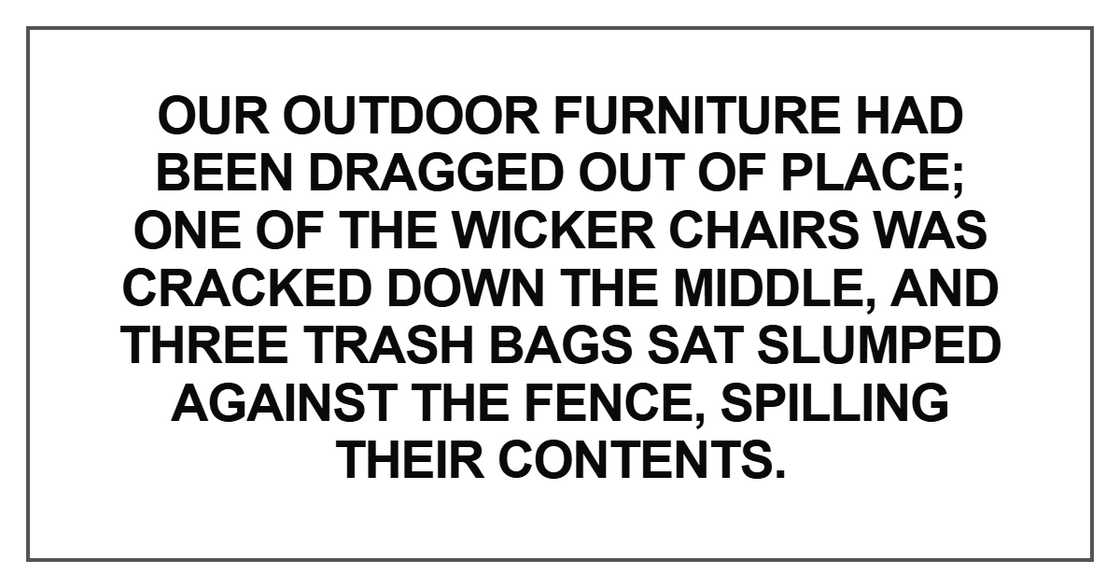 Our outdoor furniture had been dragged out of place