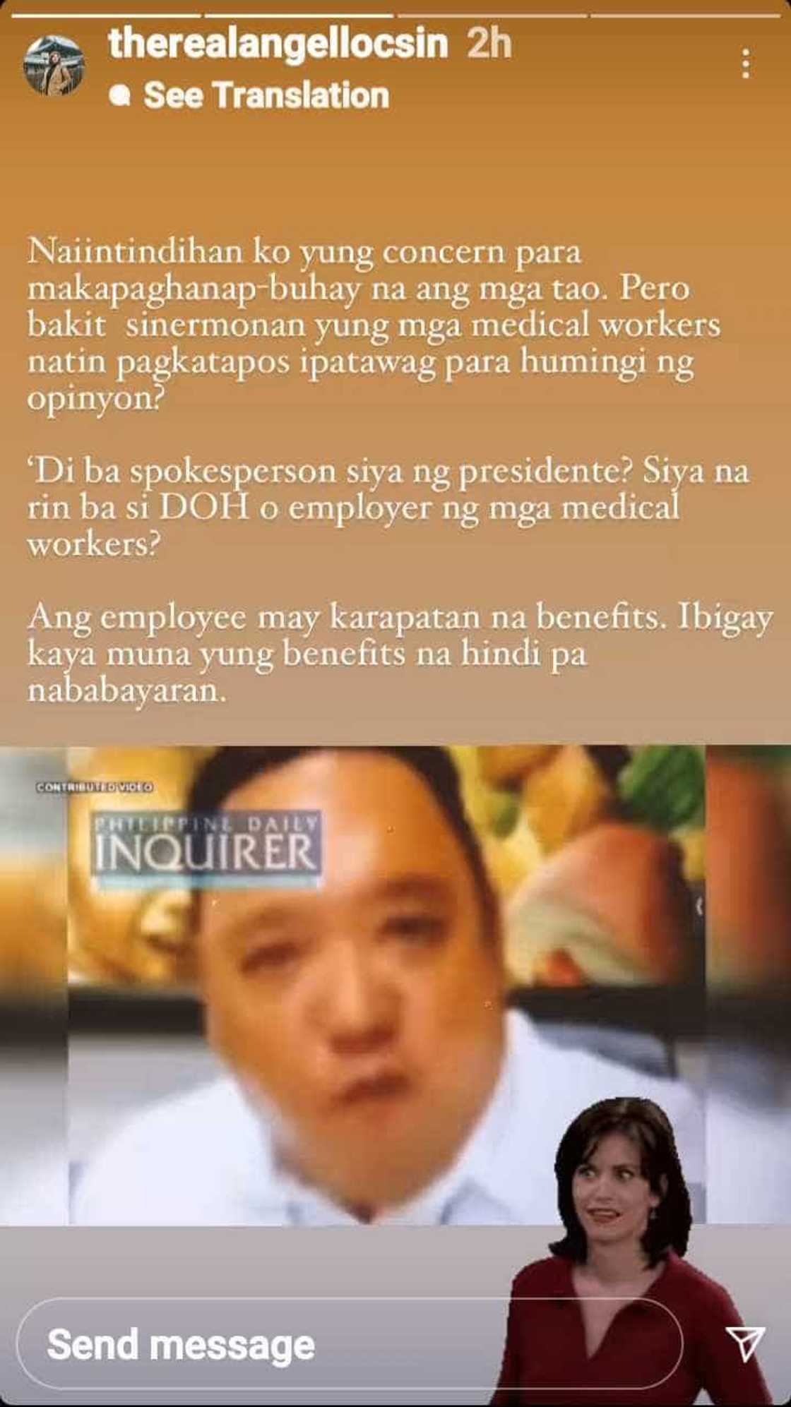 Angel Locsin reacts to Harry Roque leaked video: “Siya na rin ba si DOH” Angel Locsin reacts to Harry Roque leaked video: “Siya na rin ba si DOH”