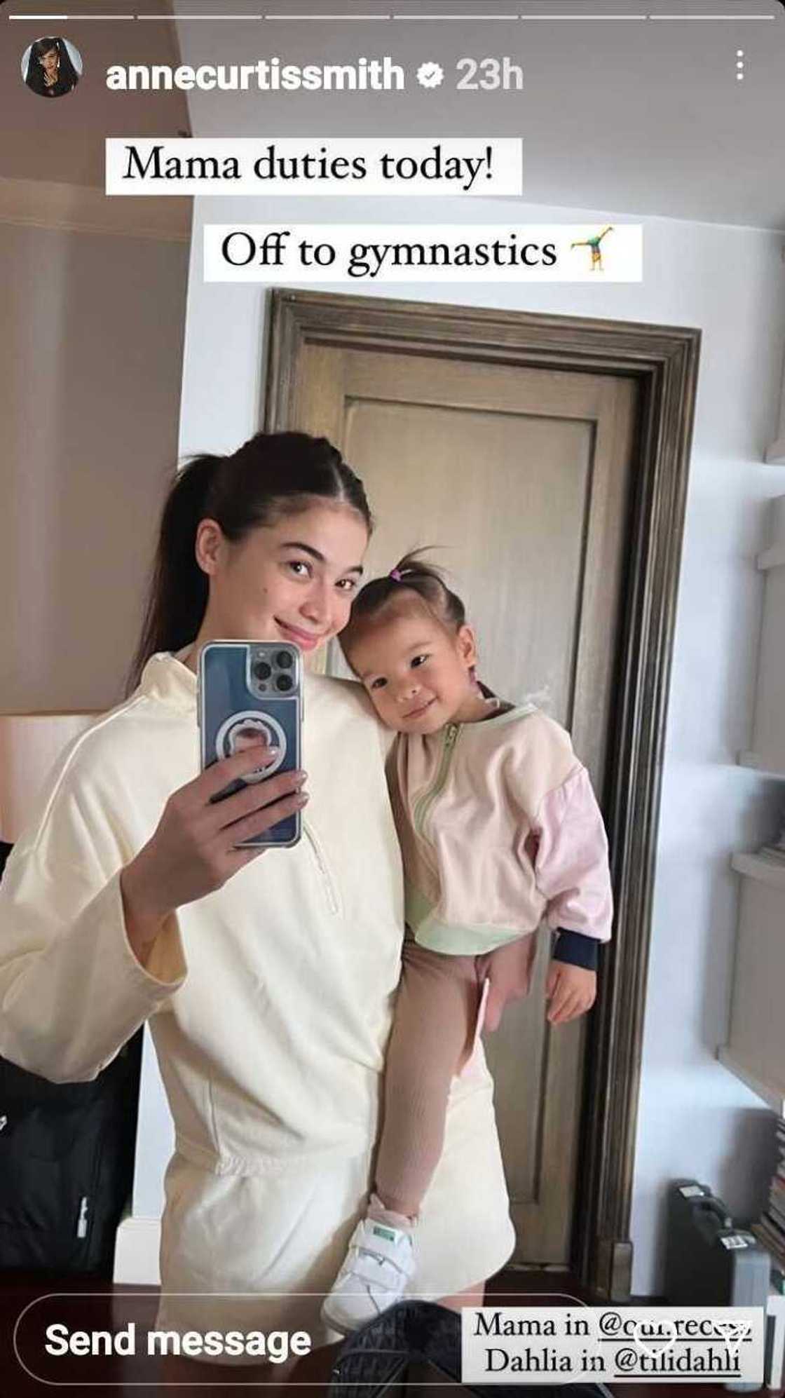 Anne Curtis, ninerbyos habang nag-aaral si baby Dahlia ng gymnastics