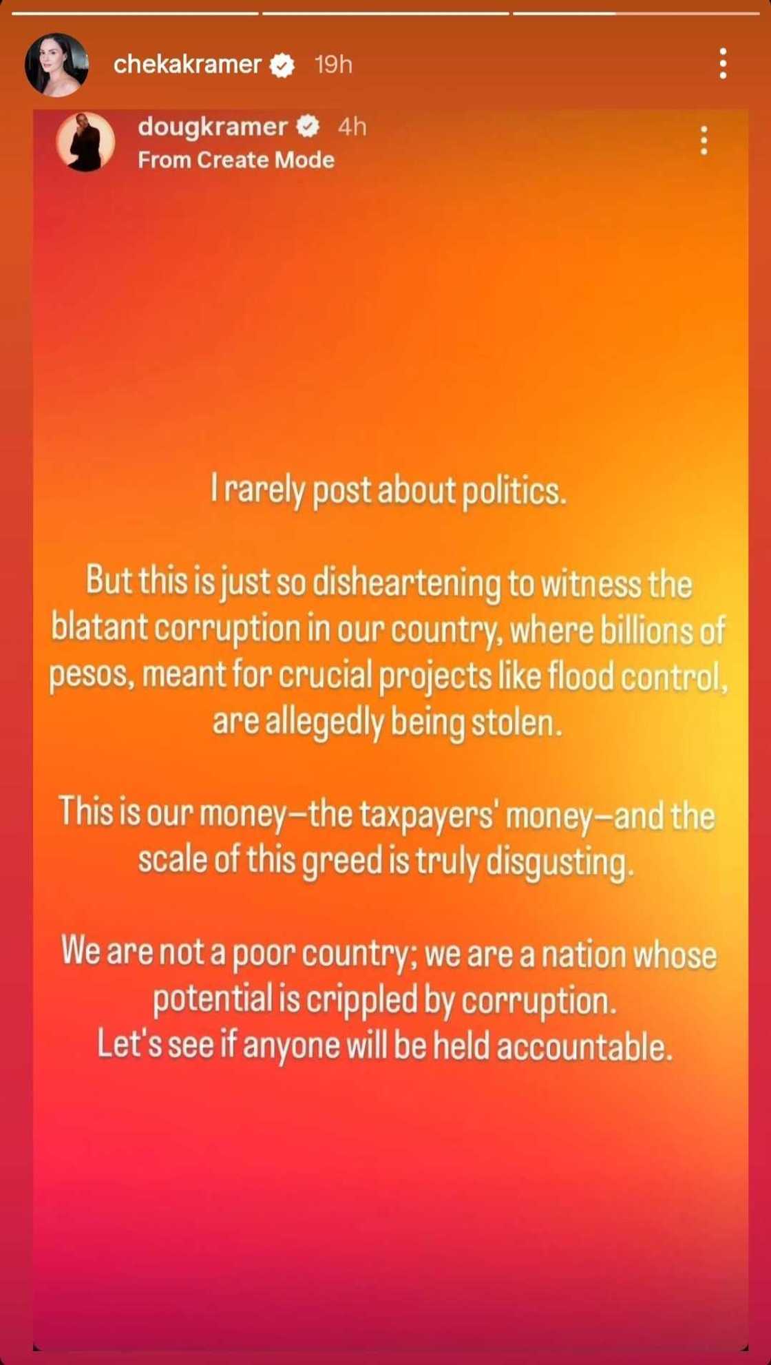 Doug Kramer pens a powerful reflection on politics: "The scale of this greed is truly disgusting"