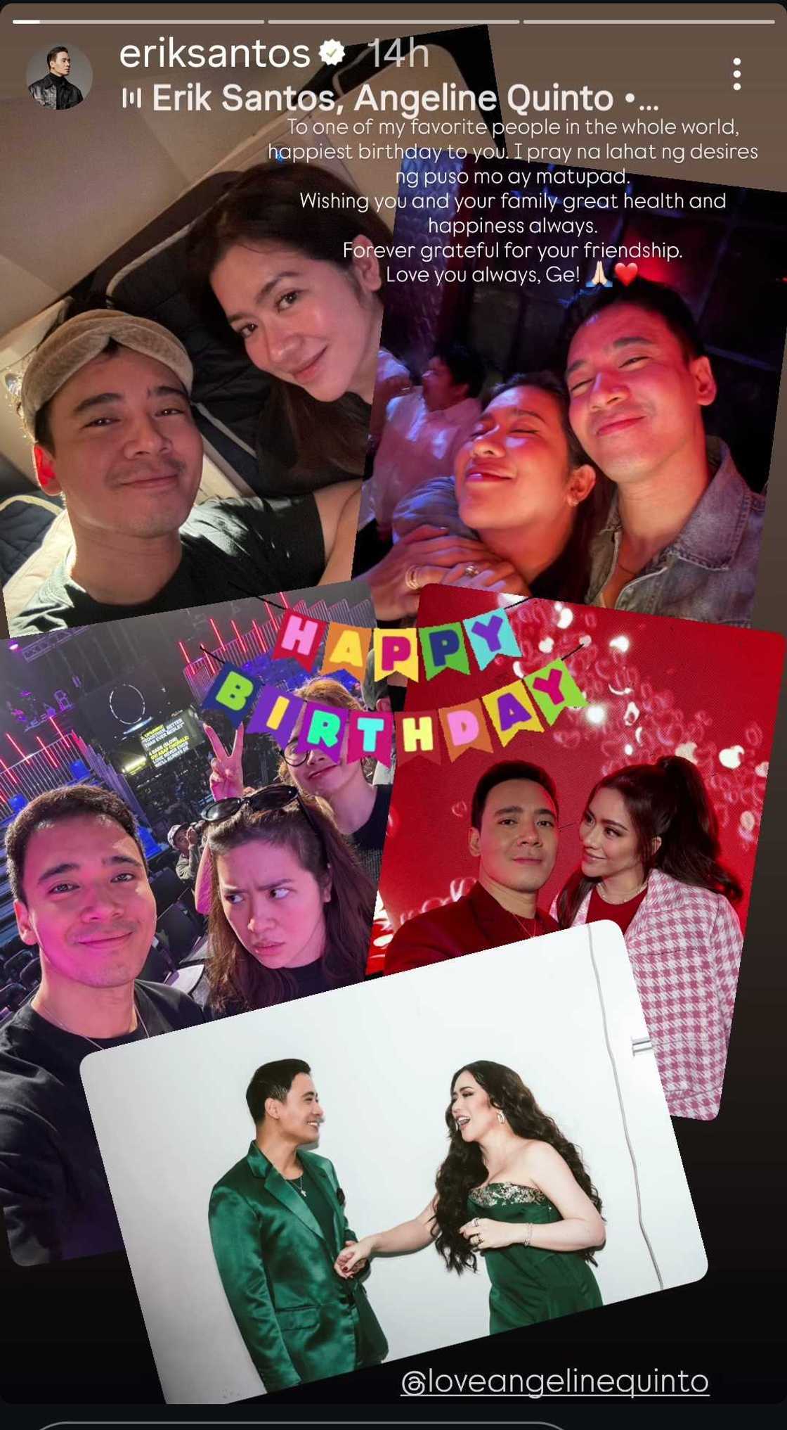 Erik Santos honors Angeline Quinto with heartfelt tribute on her special day Erik Santos honors Angeline Quinto with heartfelt tribute on her special day