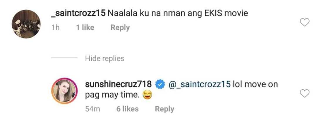 Sunshine Cruz lectures netizen who brought up her daring movie ‘Ekis’