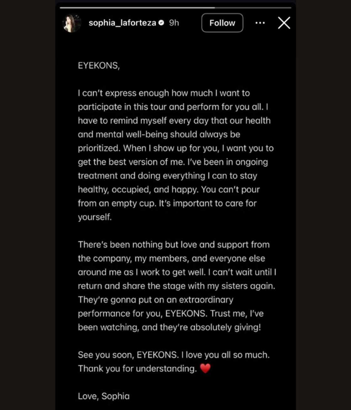 Sophia Laforteza, may emosyonal na ibinahagi tungkol sa kalagayan niya habang naka-hiatus sa Katseye Sophia Laforteza, may emosyonal na ibinahagi tungkol sa kalagayan niya habang naka-hiatus sa Katseye
