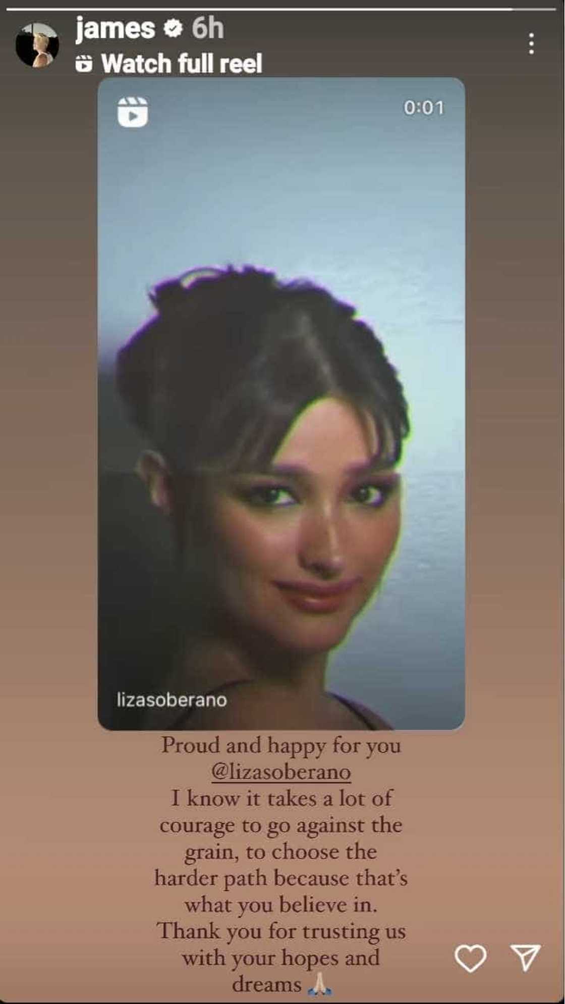 James Reid, nag-post ng madamdaming mensahe para kay Liza Soberano James Reid, nag-post ng madamdaming mensahe para kay Liza Soberano