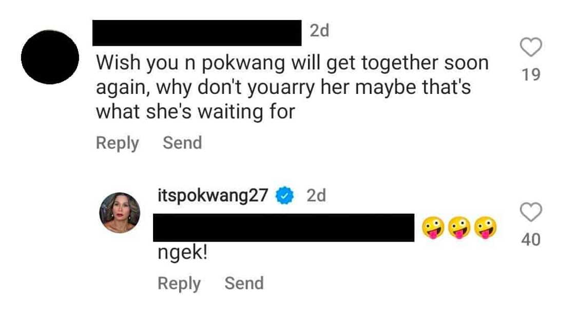 Pokwang, sinagot ang netizen na nagsabing baka naghihintay siya ng proposal ni Lee: “Ngek”