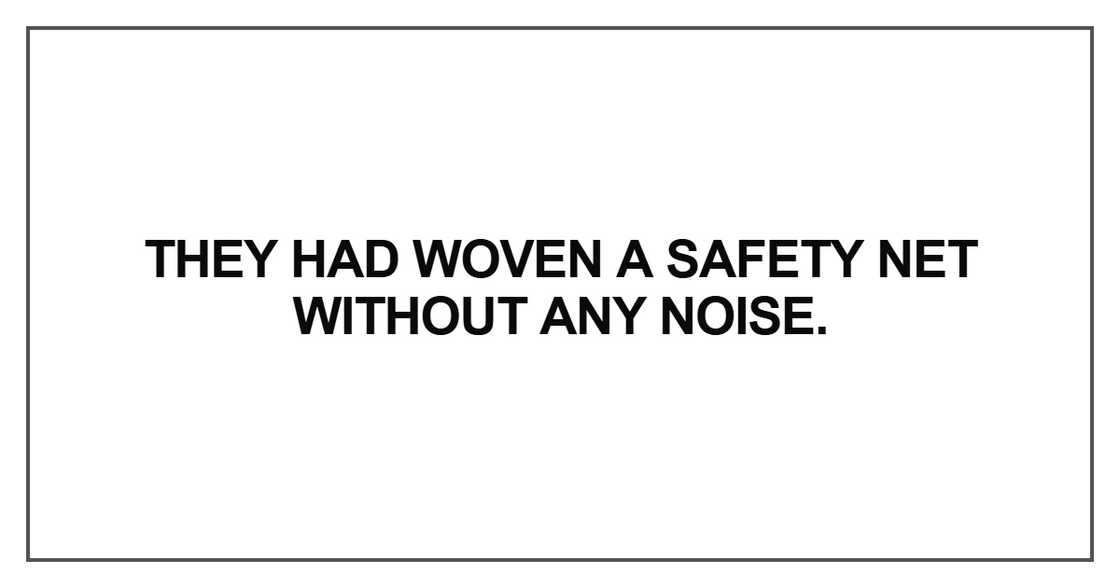 They had woven a safety net without any noise