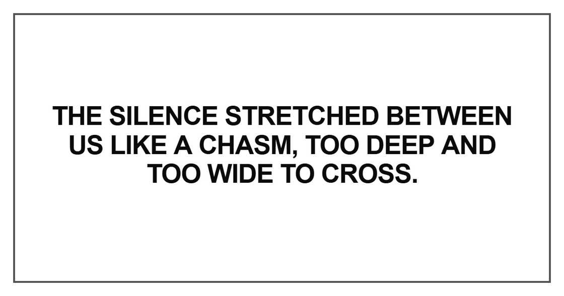 The silence stretched between us The silence stretched between us