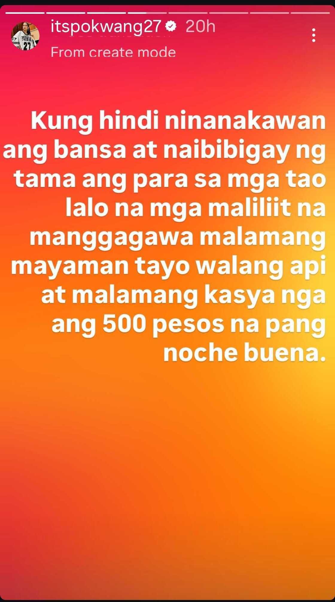 Pokwang reacts to P500 Noche Buena budget claim, calls out corruption Pokwang reacts to P500 Noche Buena budget claim, calls out corruption