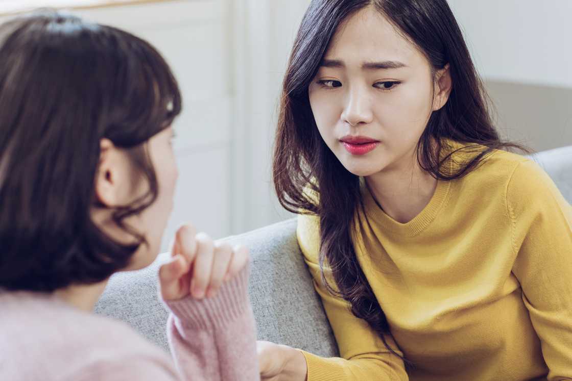 worried women talking