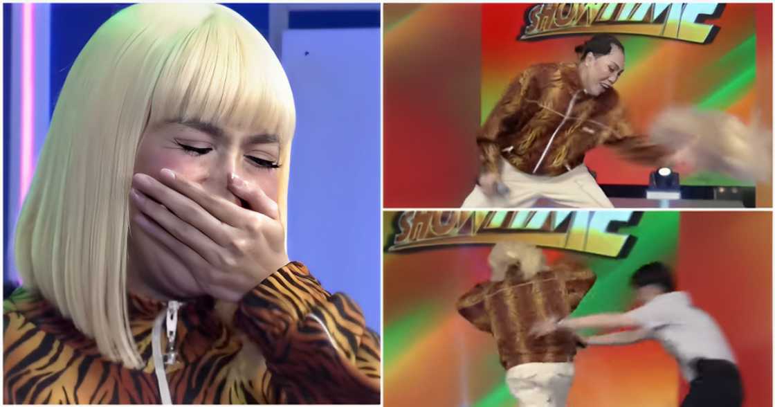 Vice Ganda, napatakbo sa backstage matapos matanggal ang wig habang sumasayaw Vice Ganda, napatakbo sa backstage matapos matanggal ang wig habang sumasayaw