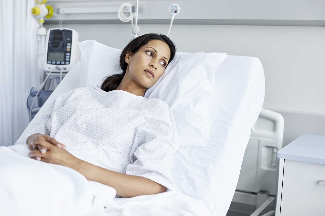 A woman in hospital