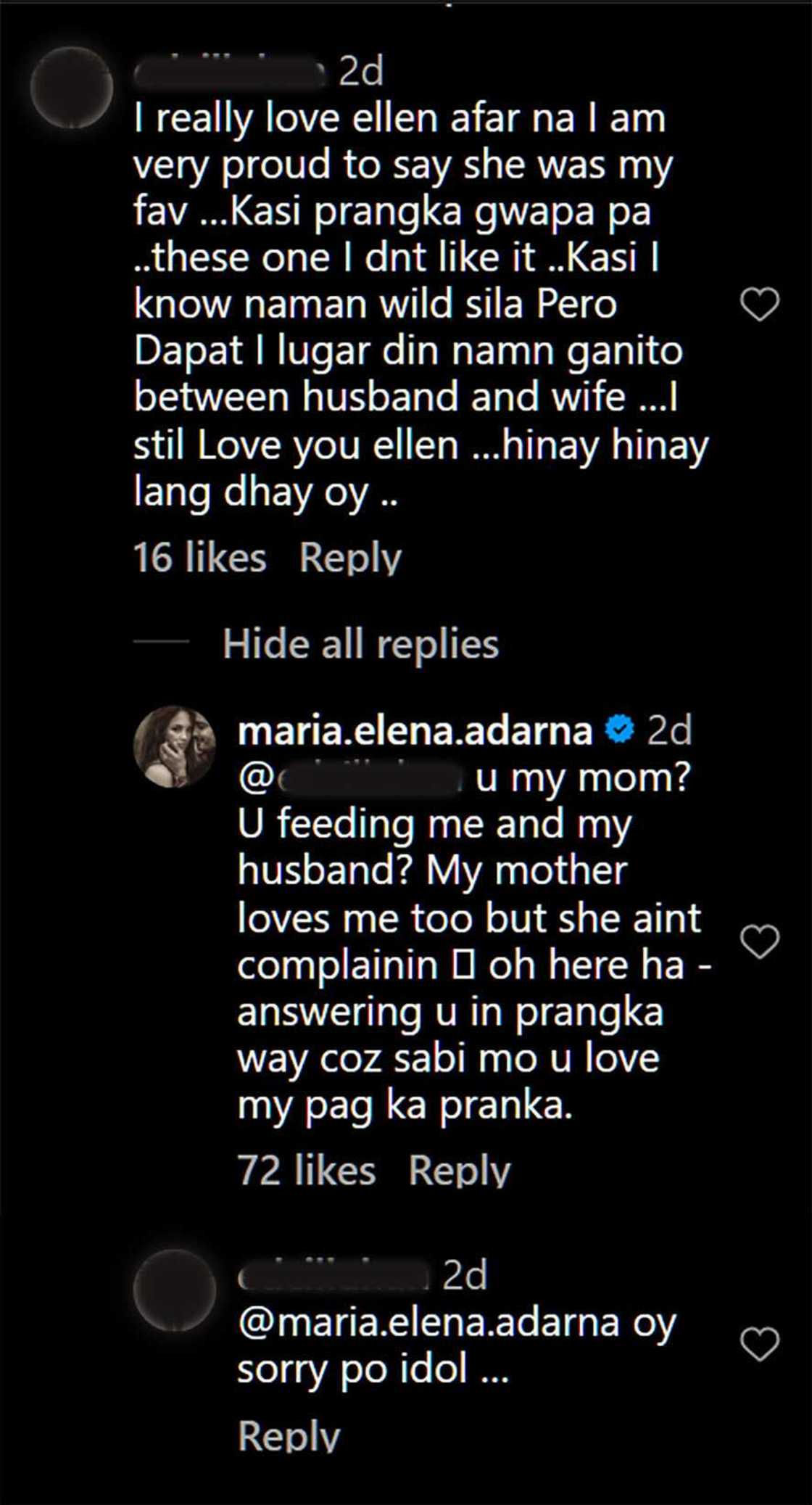 Ellen Adarna, tinarayan ng bongga isang commenter sa post niya: “You feeding me and my husband?”