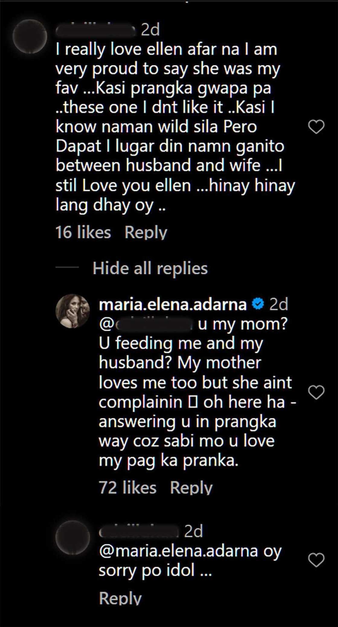 Ellen Adarna, tinarayan ng bongga isang commenter sa post niya: “You feeding me and my husband?” Ellen Adarna, tinarayan ng bongga isang commenter sa post niya: “You feeding me and my husband?”