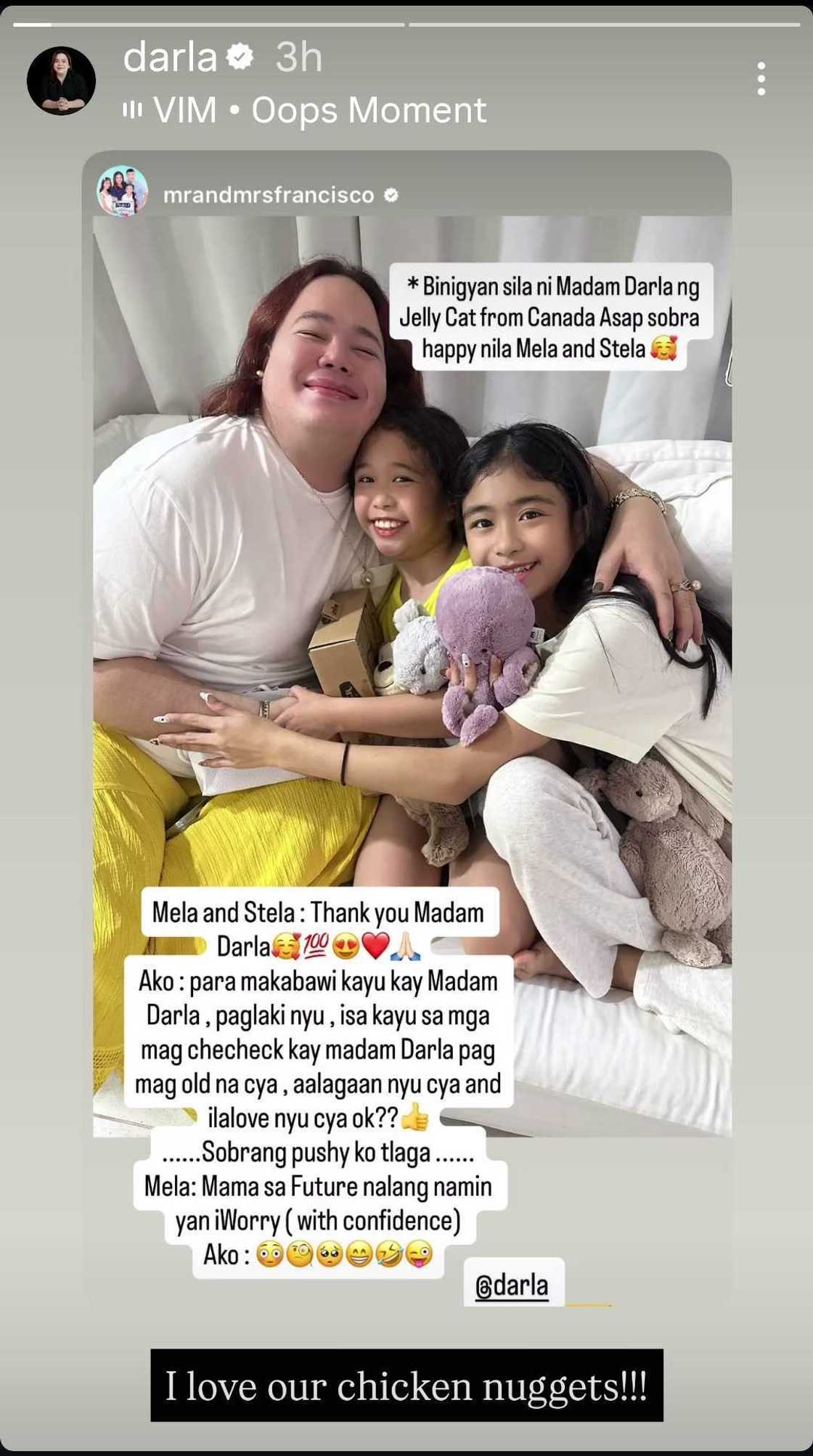 Melai Cantiveros shares candid conversation with kids after Darla Sauler sends gifts Melai Cantiveros shares candid conversation with kids after Darla Sauler sends gifts