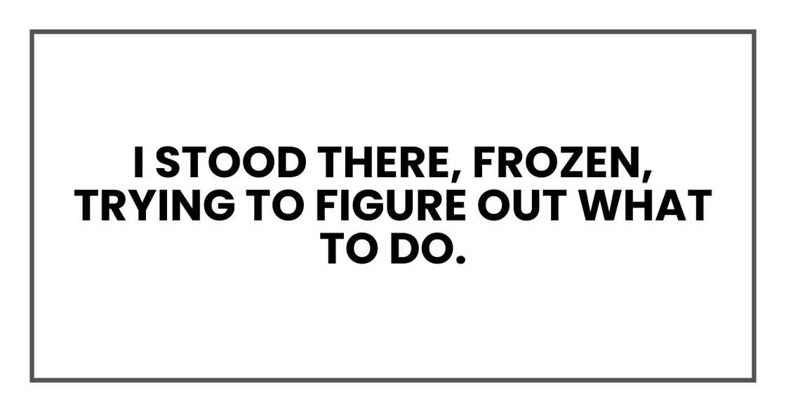 I stood there, frozen, trying to figure out what to do. I stood there, frozen, trying to figure out what to do.