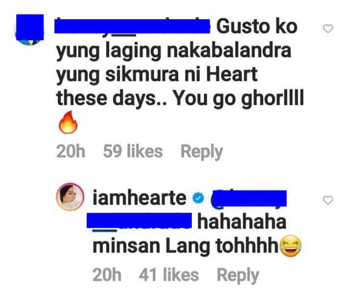 Heart Evangelista replies to ‘laging nakabalandra yung sikmura’ comment: “minsan lang ‘to” Heart Evangelista replies to ‘laging nakabalandra yung sikmura’ comment: “minsan lang ‘to”