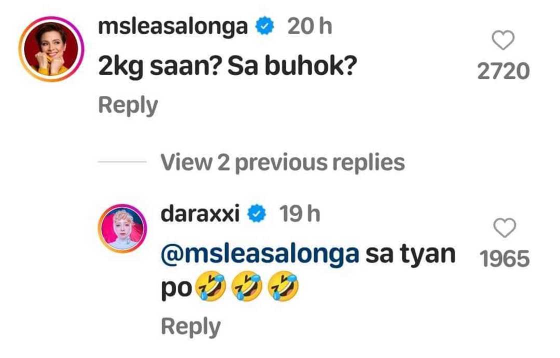 Lea Salonga sa sinabi ni Sandara Park na nag-gain siya ng 2 kilos sa 3 days niya sa Pinas: “2kg saan?” Lea Salonga sa sinabi ni Sandara Park na nag-gain siya ng 2 kilos sa 3 days niya sa Pinas: “2kg saan?”