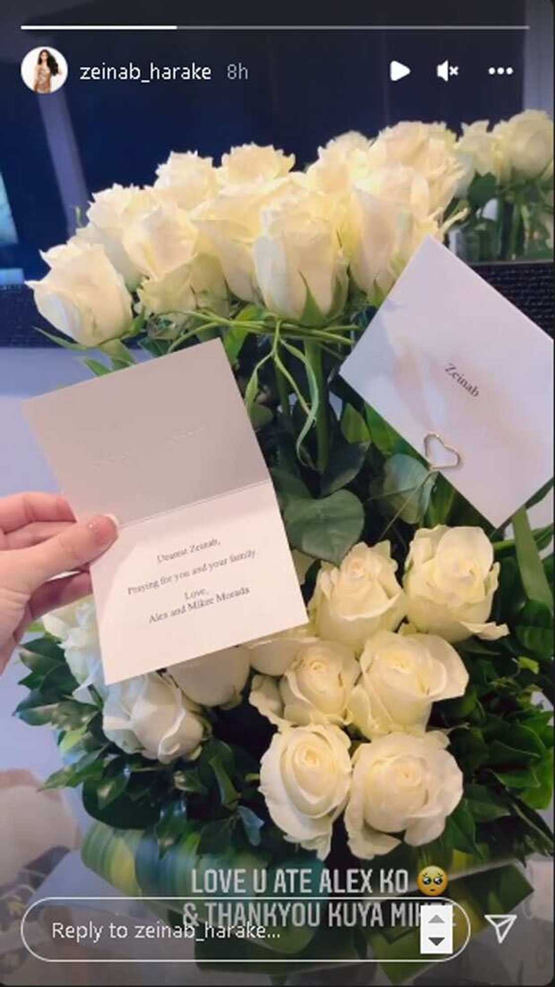 Zeinab Harake, pinasalamatan sina Alex at Mikee Morada sa ipinadalang mga rosas Zeinab Harake, pinasalamatan sina Alex at Mikee Morada sa ipinadalang mga rosas