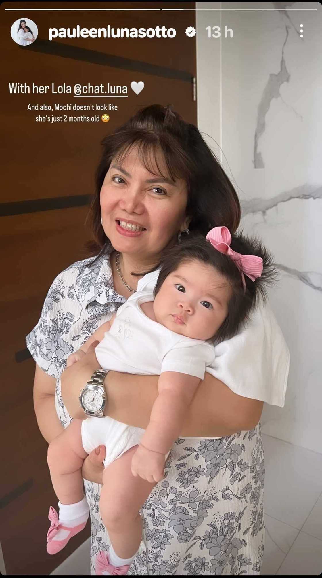 Pauleen Luna shares adorable snap of Baby Mochi with her Lola Chat Luna Pauleen Luna shares adorable snap of Baby Mochi with her Lola Chat Luna
