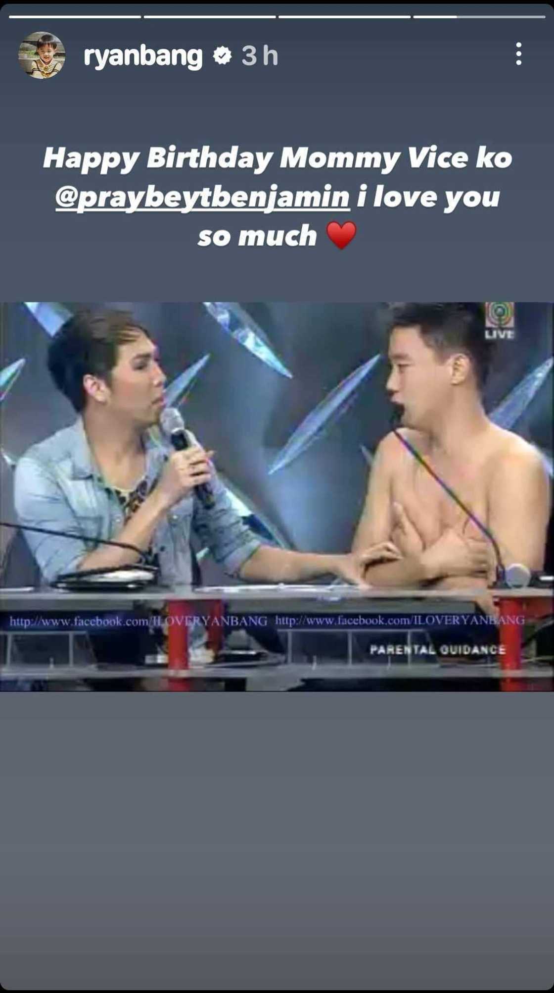 Ryan Bang posts sweet birthday greeting for “Mommy” Vice Ganda Ryan Bang posts sweet birthday greeting for “Mommy” Vice Ganda