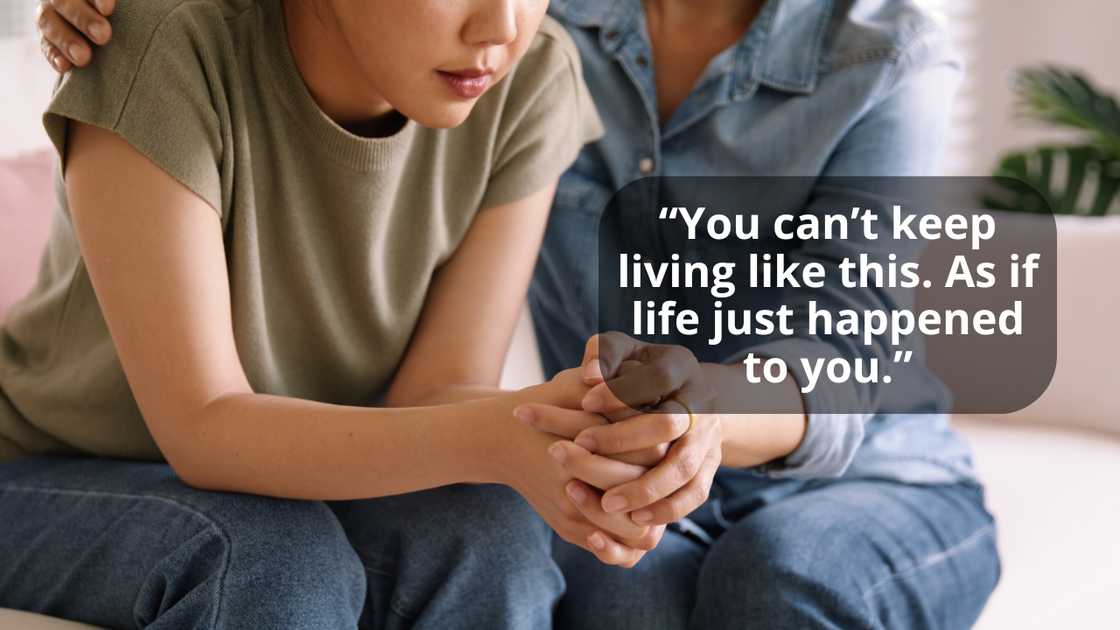 Two ladies are talking