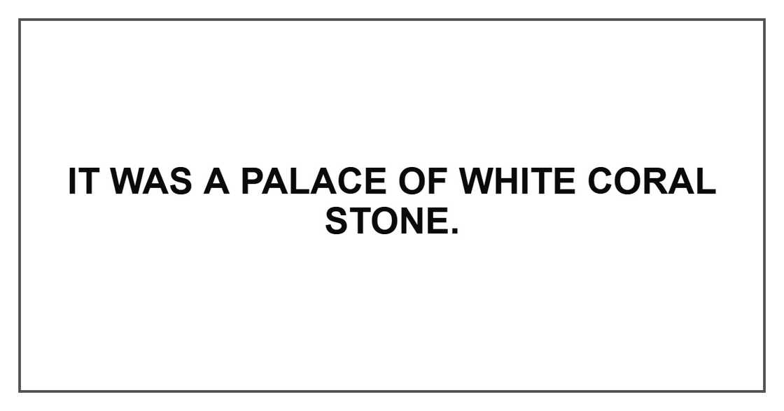 It was a palace of white coral stone.
