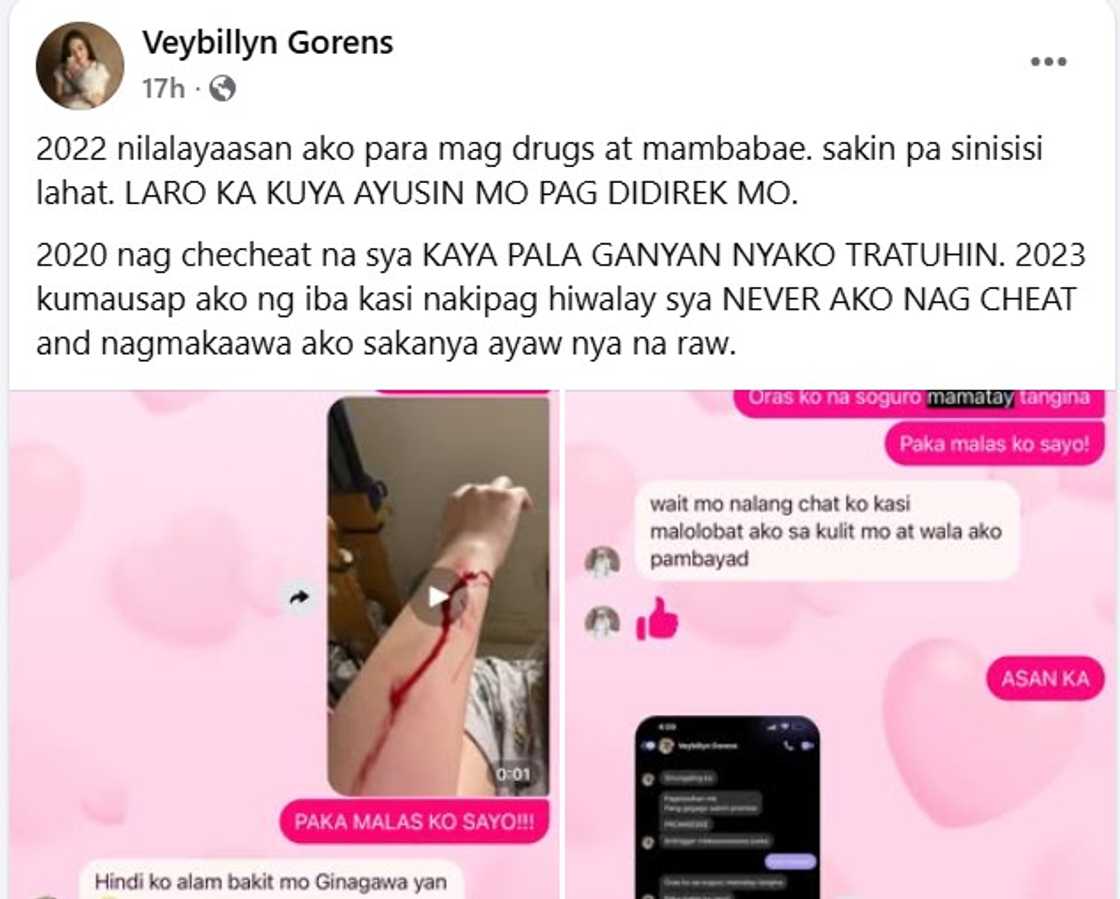 Veybillyn Gorens, naglabas ng screenshots laban kay Jomar Lovena