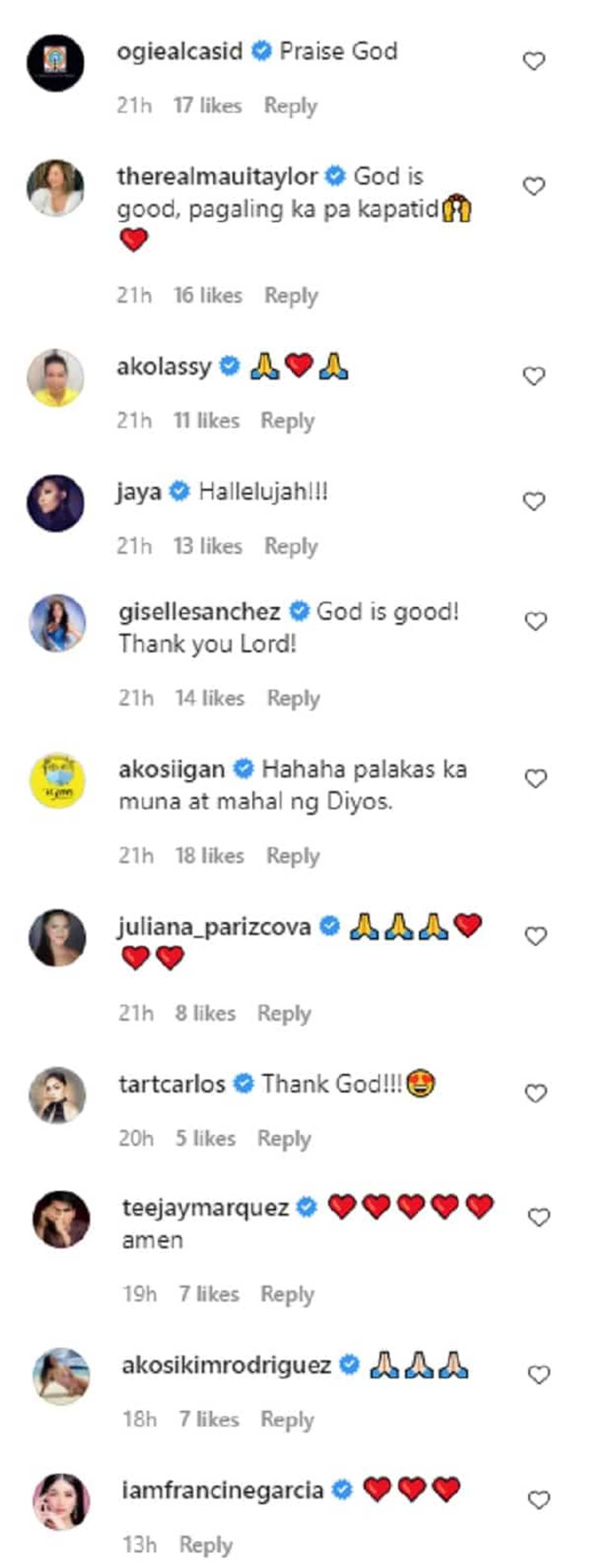 Celebs react after Ate Gay gives update on his condition: “Magaling na ako”