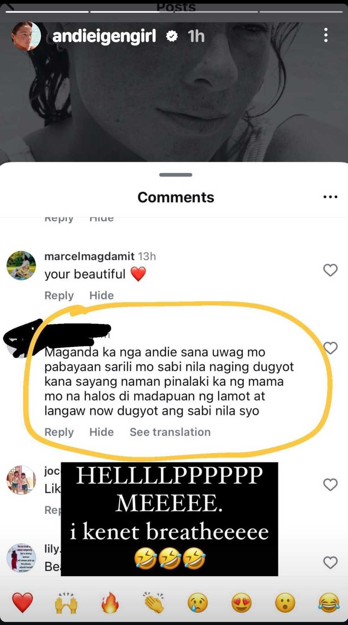 Andi Eigenmann, nag-react sa "dugyot" comment sa kanya Andi Eigenmann, nag-react sa "dugyot" comment sa kanya