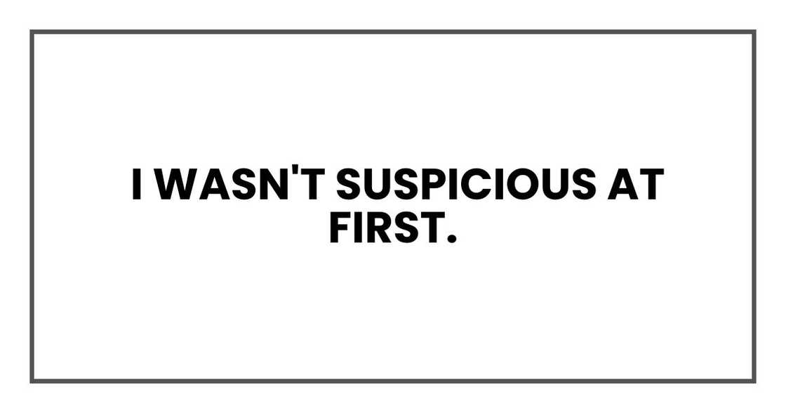I wasn't suspicious at first I wasn't suspicious at first