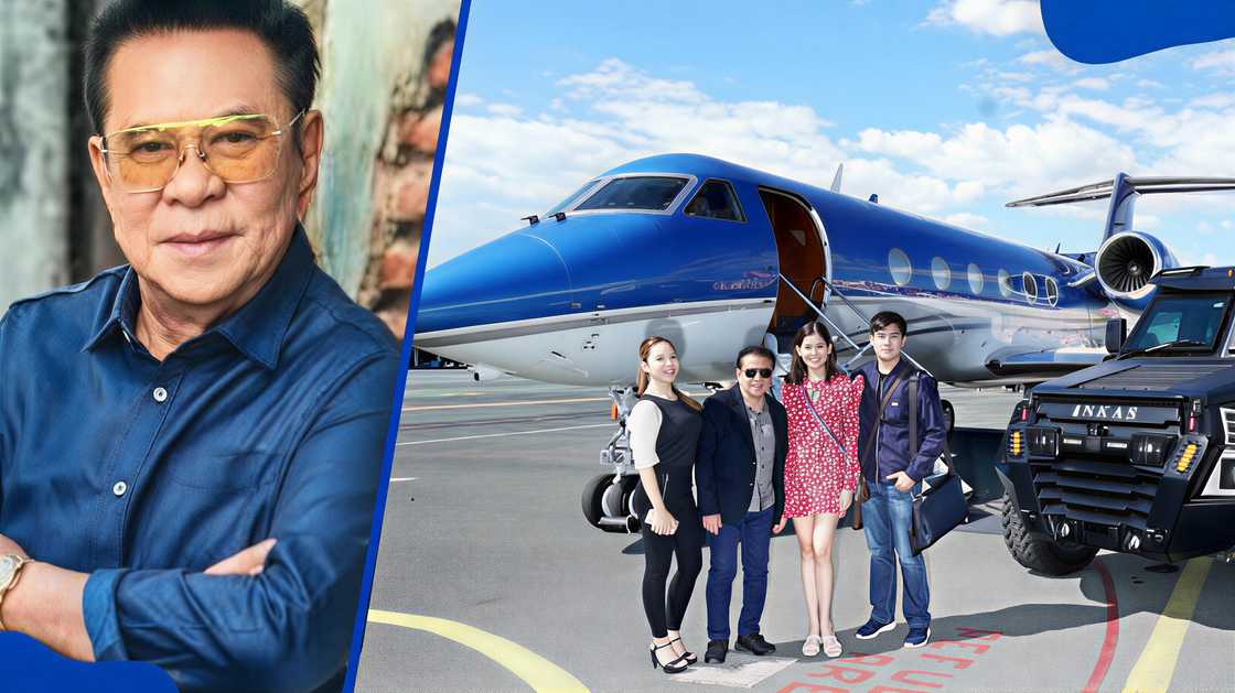 Chavit Singson and his family besides his private jet and car. Chavit Singson and his family besides his private jet and car.