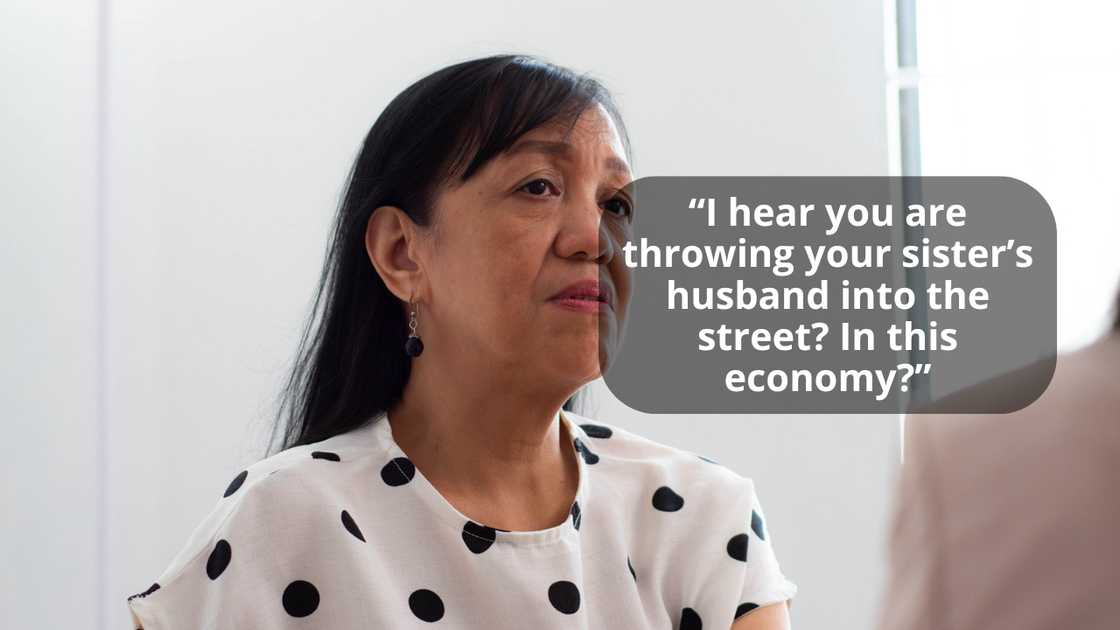 An elderly woman talking