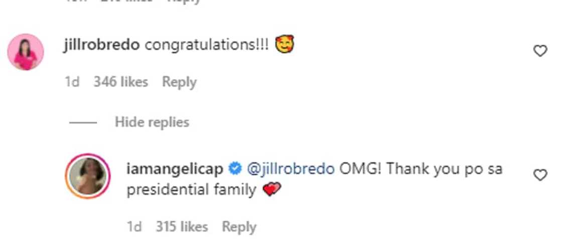 Angelica Panganiban, napa "OMG" sa pag-congratulate ni Jillian Robredo sa kanyang pagbubuntis