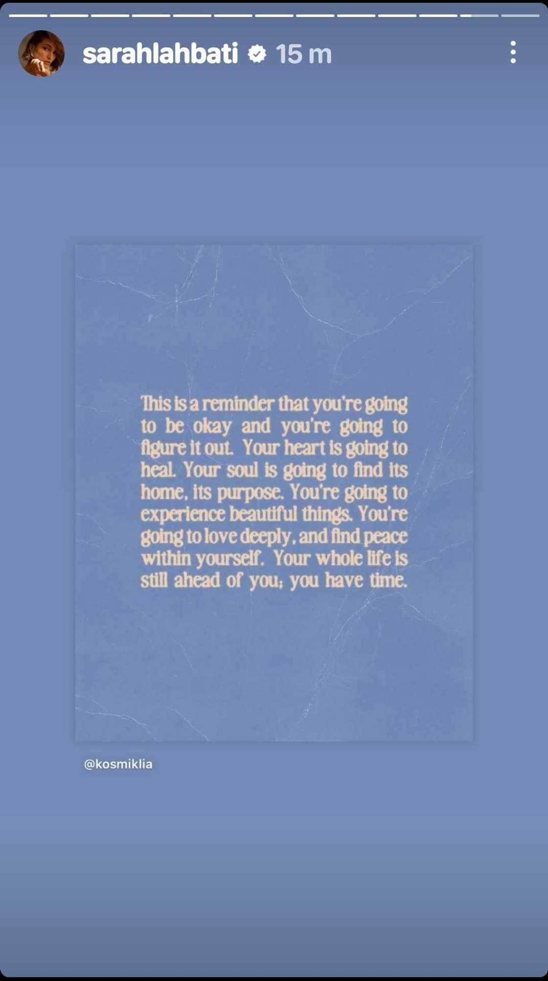 Sarah Lahbati reposts meaningful quote card: “This is a reminder that you're going to be okay” Sarah Lahbati reposts meaningful quote card: “This is a reminder that you're going to be okay”