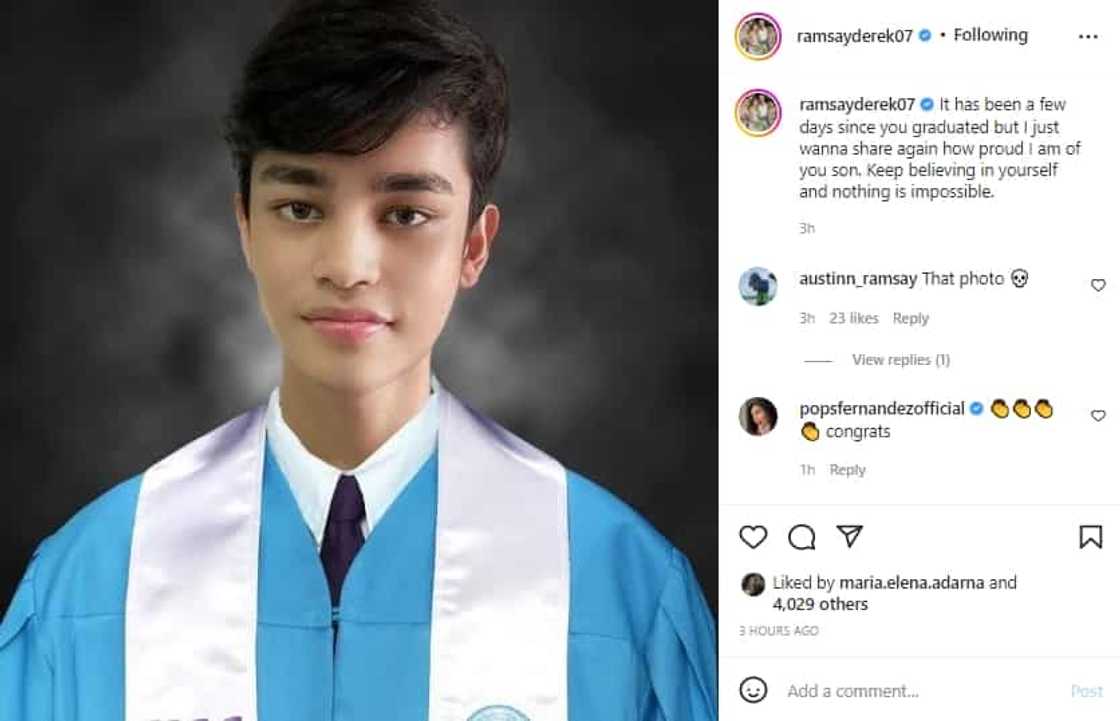 Graduation picture ng anak ni Derek Ramsay na si Austin, viral sa social media Graduation picture ng anak ni Derek Ramsay na si Austin, viral sa social media