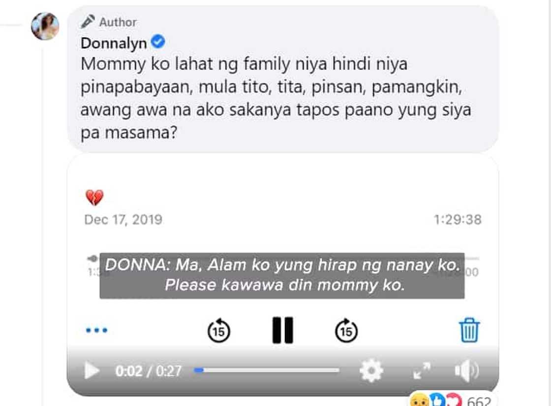 Donnalyn Bartolome, inilabas ang recording ng pag-uusap nila ni Mama Josie nya