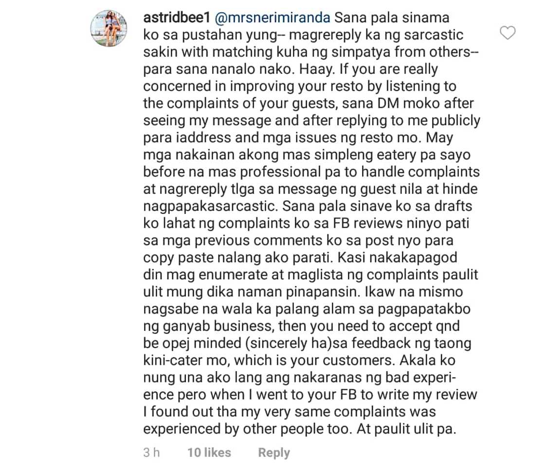 Neri Miranda, nakipagsagutan sa netizen matapos nitong okrayin ang kanyang restaurant Neri Miranda, nakipagsagutan sa netizen matapos nitong okrayin ang kanyang restaurant
